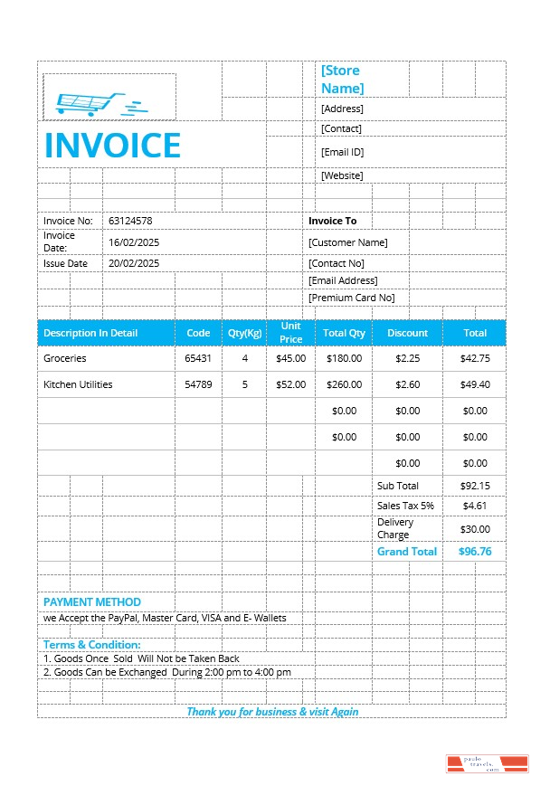 Retail Store Invoice Template PSD template